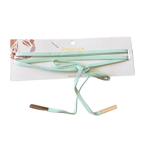Pomina Women's Mint Green Wrap Choker Necklace Faux Suede - Picture 1 of 6